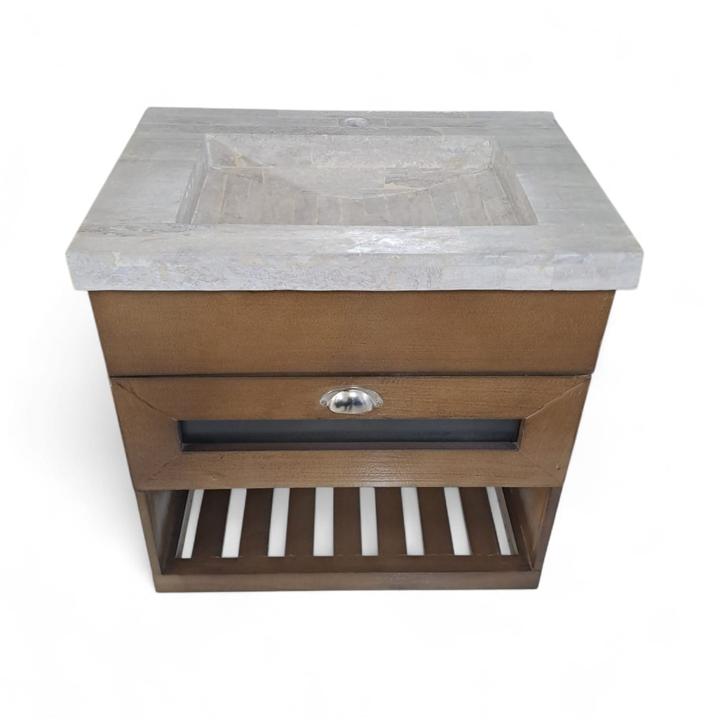 Vanitory de colgar LUNA 60cm Travertino - Mueble IBERIA Roble Oscuro