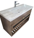 Vanitory de colgar DESAGUE CENTRAL 100cm Travertino - Mueble IBERIA Wengue